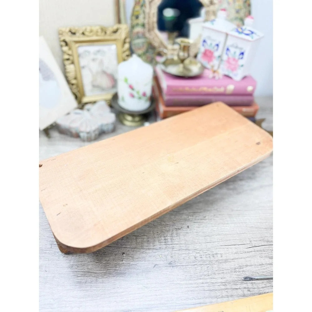 Vintage Midcentury Modern Wood Shelf: Curio Trinket Display
